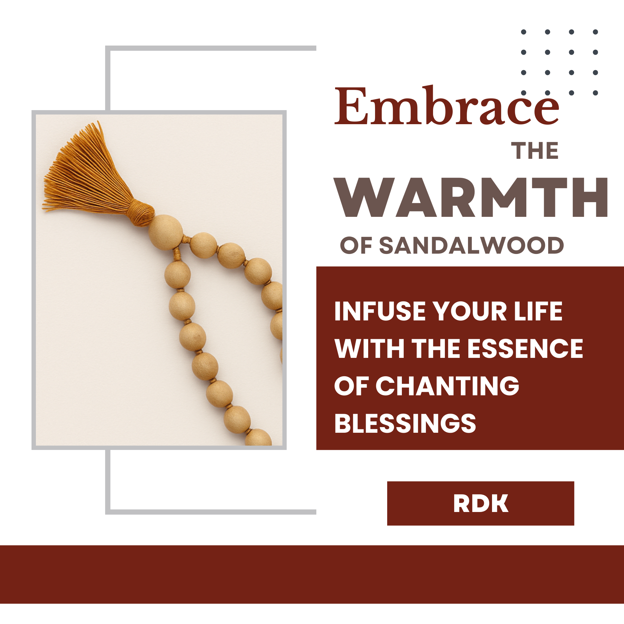 RDK Natural Sandalwood 54+1 Knotted Japa Mala