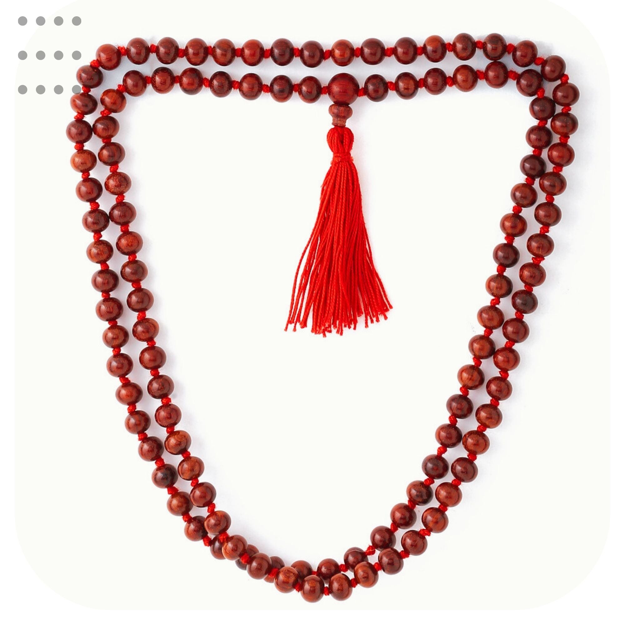 RDK Premium Knotted Red Sandalwood Mala (108 Beads) with Guru Bead