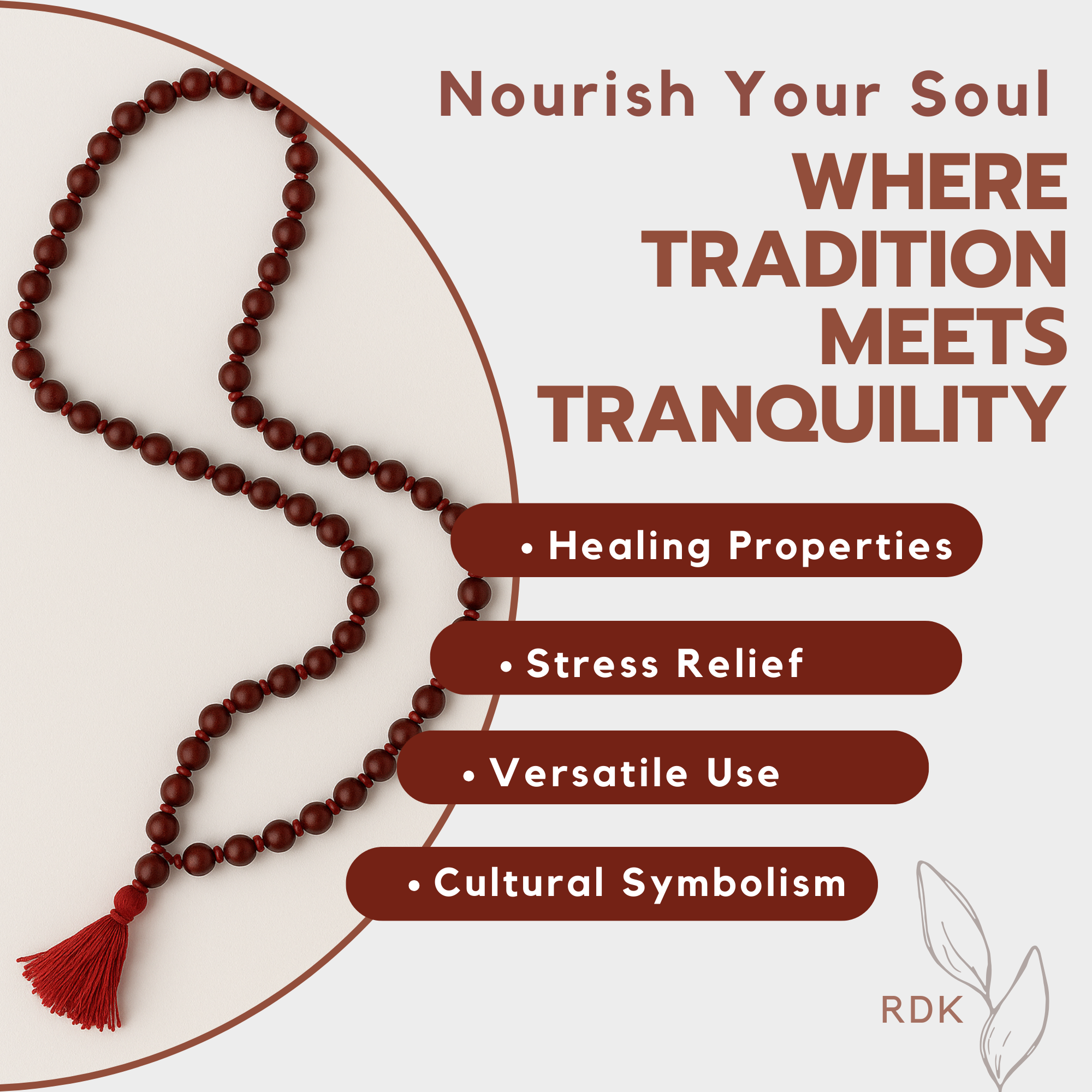 RDK Red Sandalwood 54+1 Knotted Japa Mala