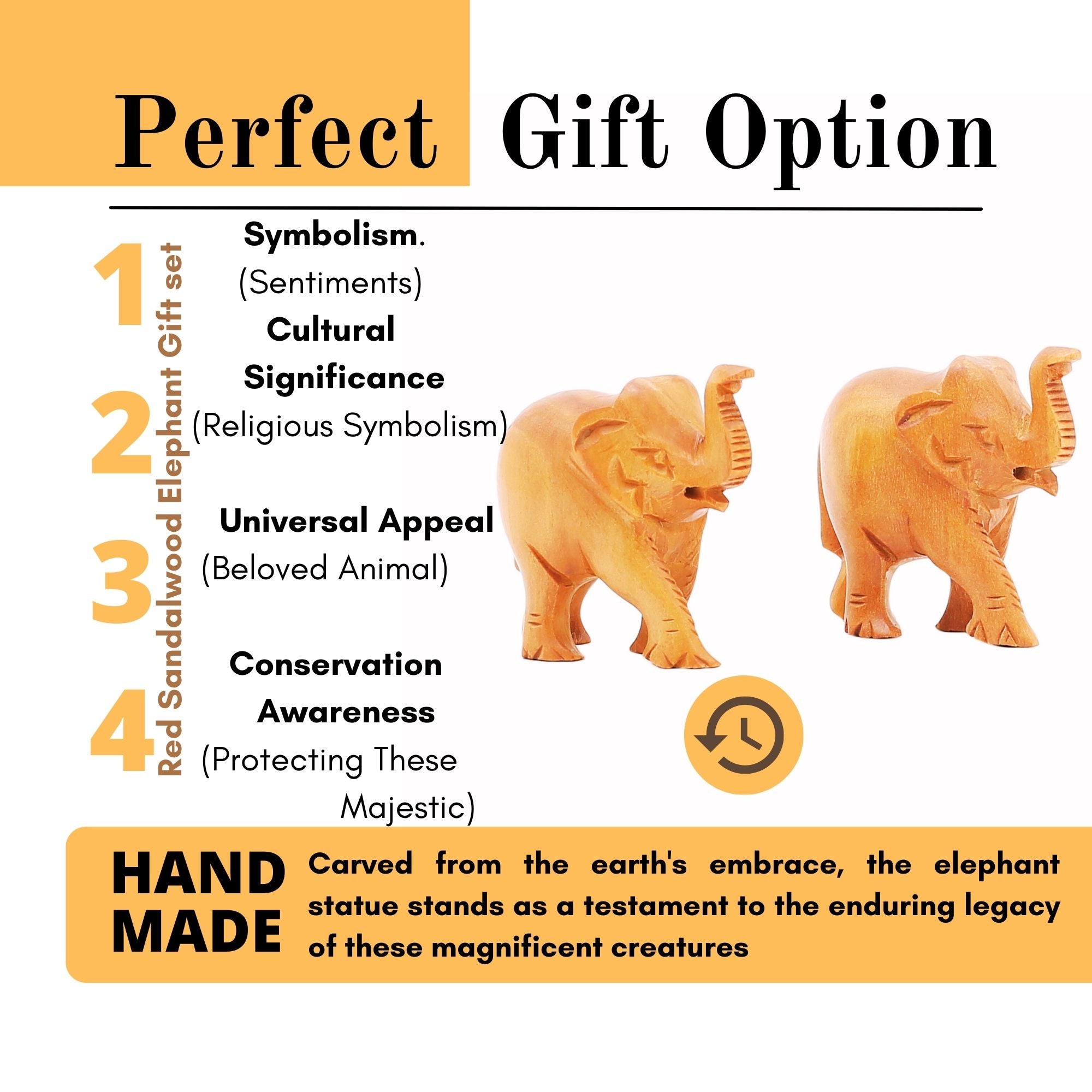 RDK Natural Sandalwood 1 Inch Elephant Pair