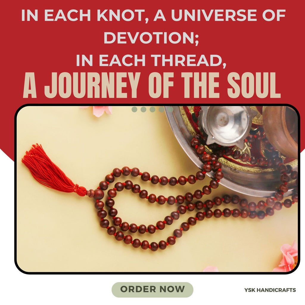 RDK Premium Knotted Red Sandalwood Mala (108 Beads) with Guru Bead