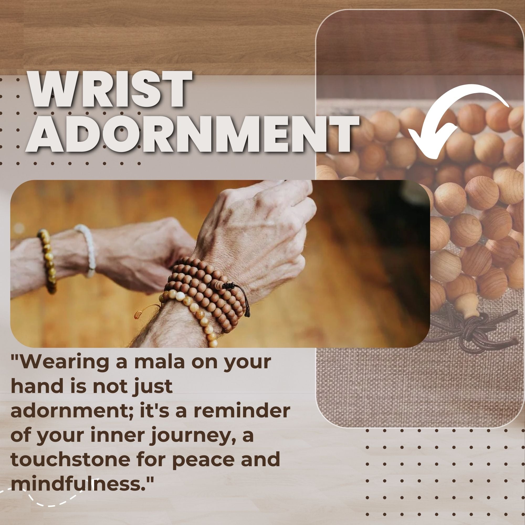 RDK Premium Natural Sandalwood Mala (108 Beads) with Guru Bead