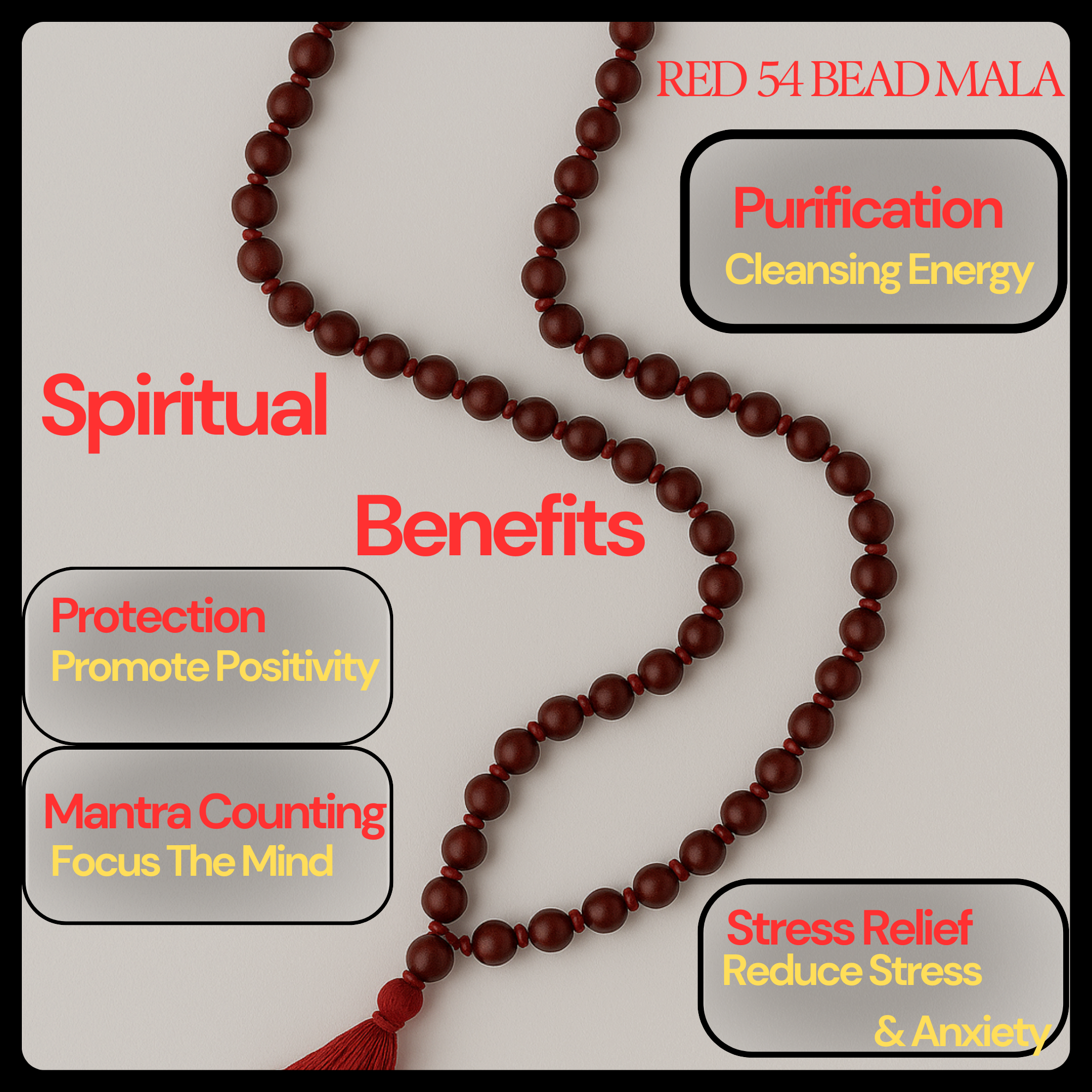 RDK Red Sandalwood 54+1 Knotted Japa Mala