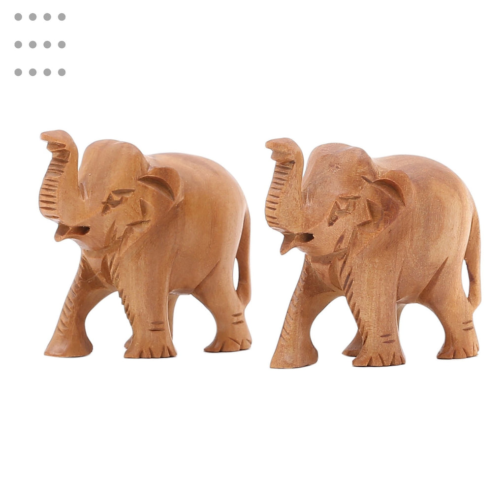 RDK Natural Sandalwood 1 Inch Elephant Pair