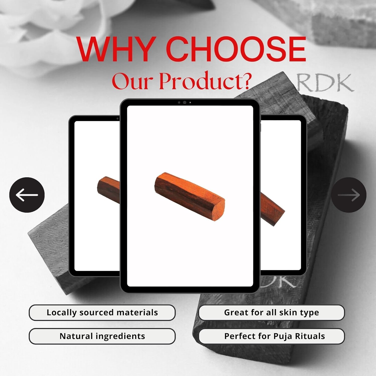 RDK Natural Premium Red Sandalwood (Rakta Chandan) Heartwood Stick