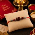 RDK Lotus Bead Red Sandalwood Rakhi for Brother with Sacred Thread