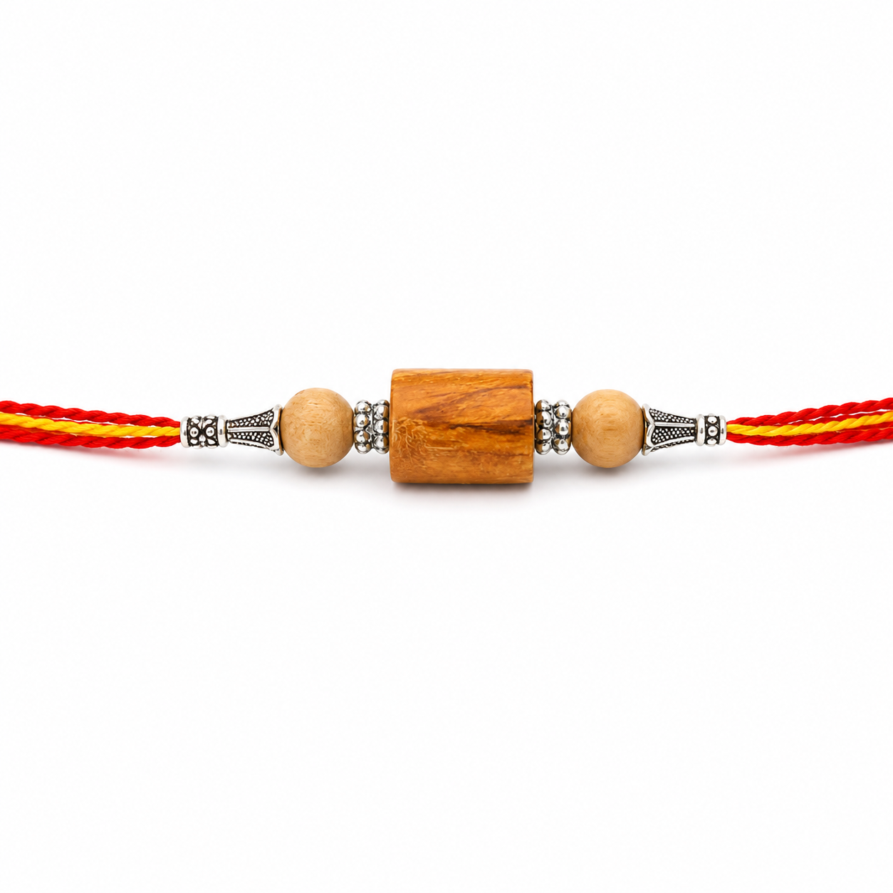RDK Two Beads with Pipe Sandalwood Rakhi for Brother with Sacred Thread