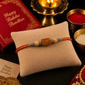 RDK Two Beads with Pipe Sandalwood Rakhi for Brother with Sacred Thread