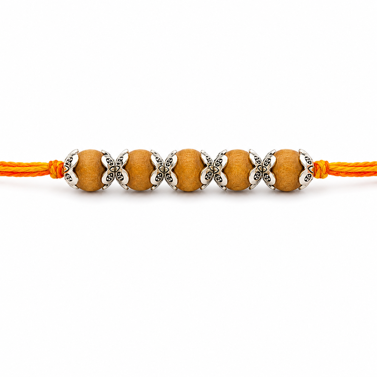 RDK Five Beads Sandalwood Rakhi for Brother with Sacred Thread