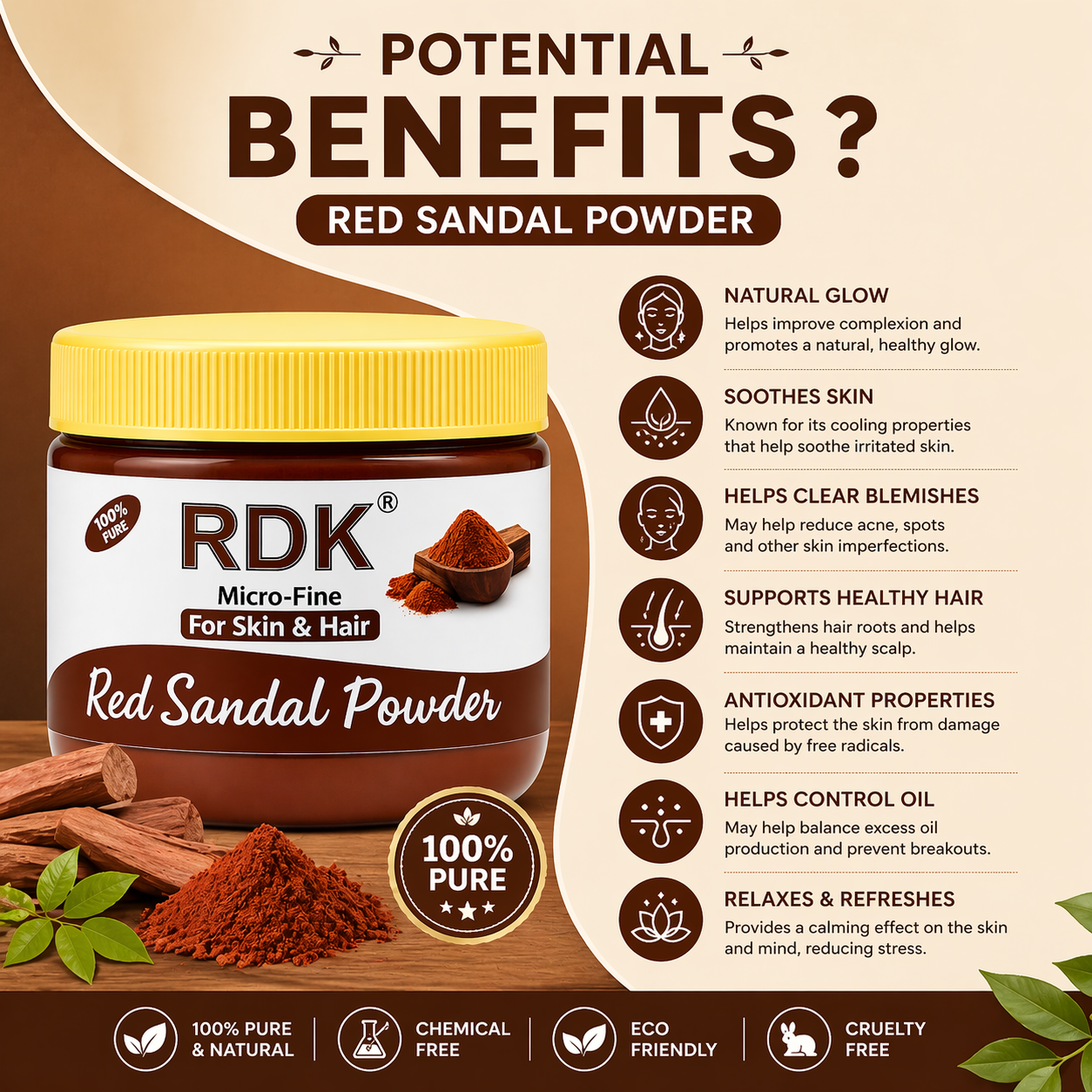 RDK Mirofine Red Sandalwood Powder (Rakta Chandan) – Pure & Natural