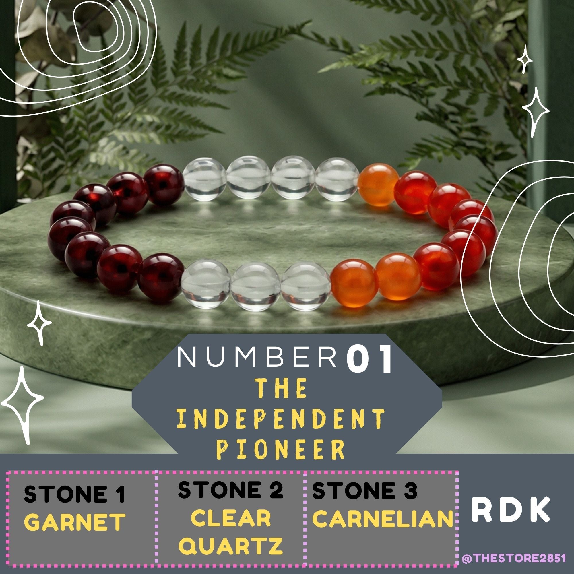 RDK Natural Gemstone Numerology Bracelet (Mulank 1–9) for Luck, Wealth & Spiritual Healing