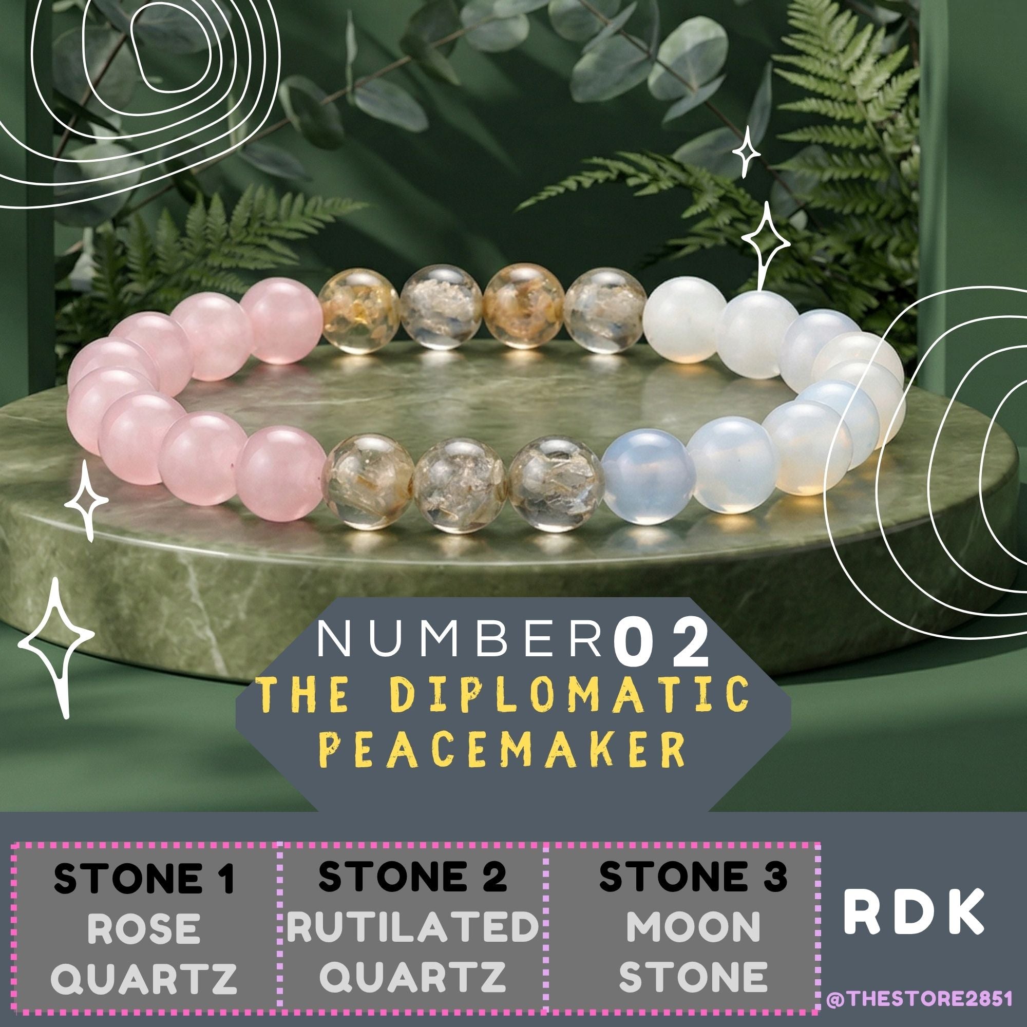 RDK Natural Gemstone Numerology Bracelet (Mulank 1–9) for Luck, Wealth & Spiritual Healing