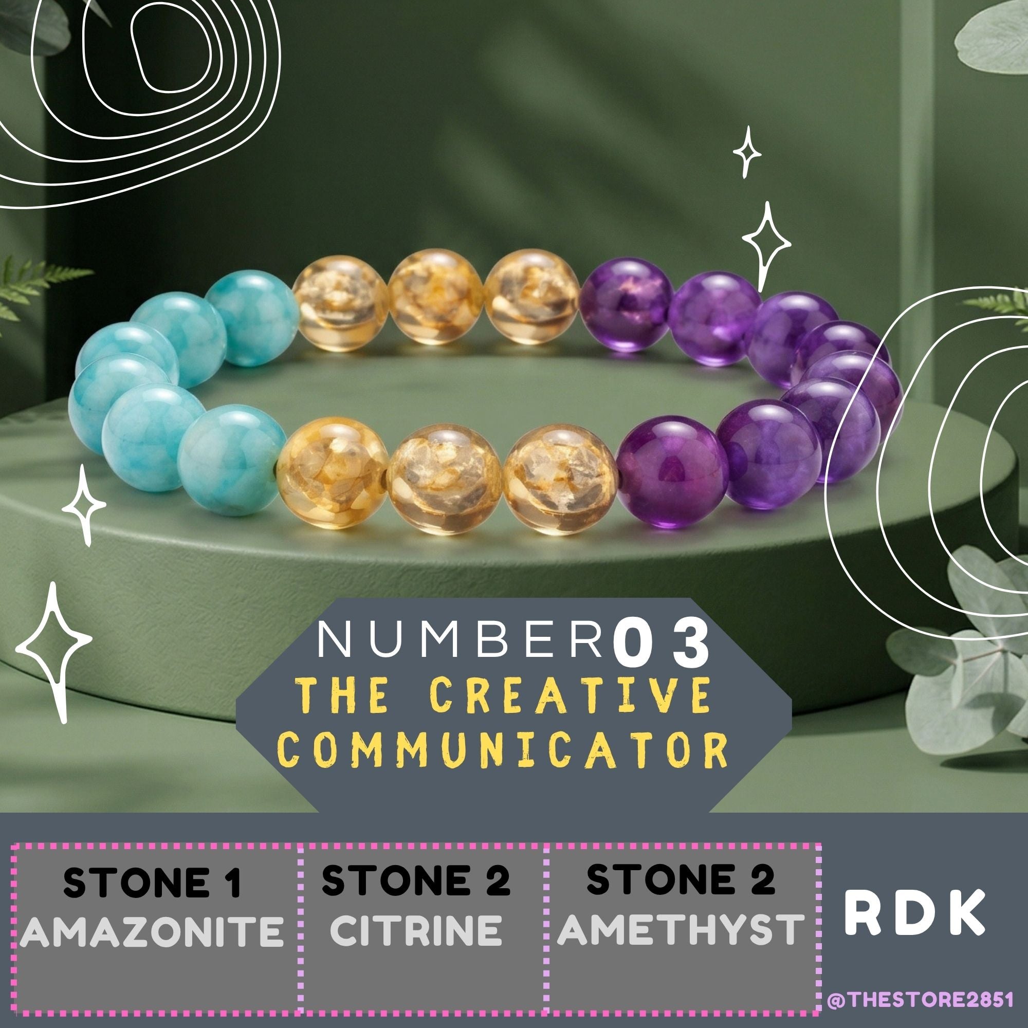 RDK Natural Gemstone Numerology Bracelet (Mulank 1–9) for Luck, Wealth & Spiritual Healing