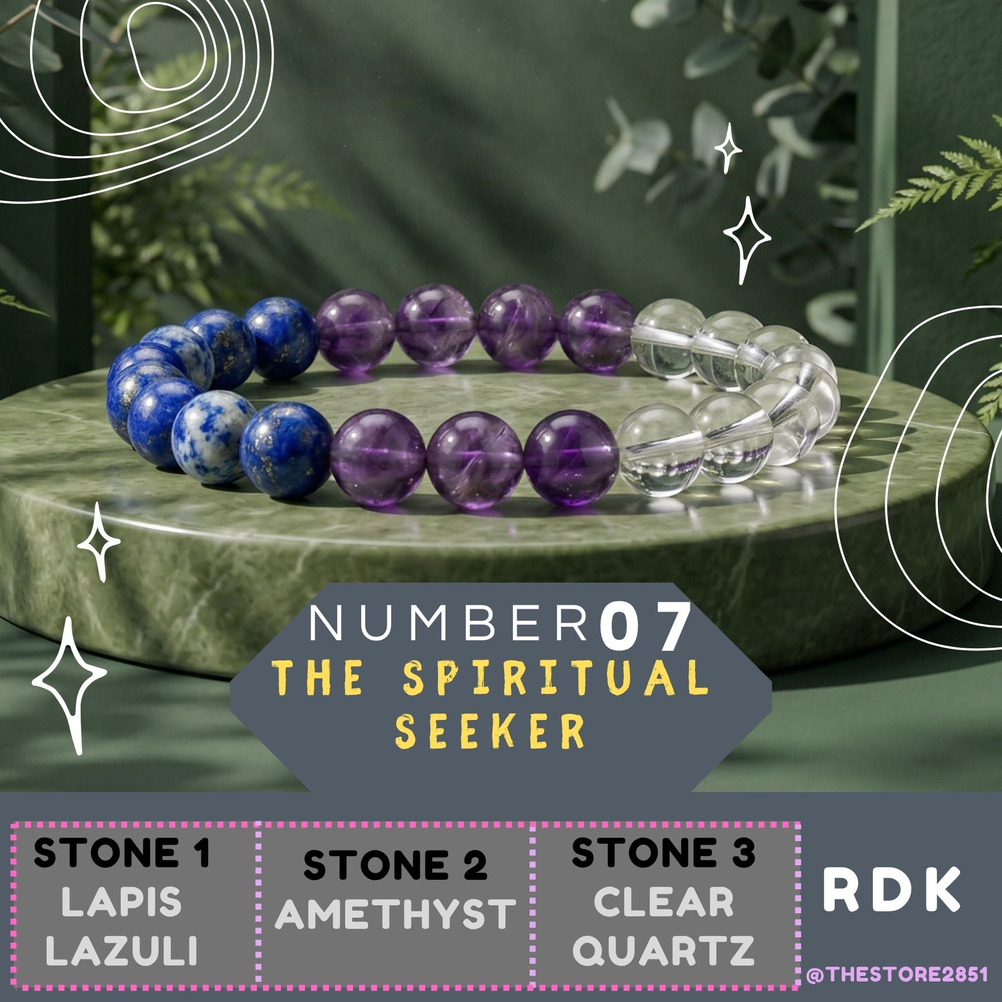 RDK Natural Gemstone Numerology Bracelet (Mulank 1–9) for Luck, Wealth & Spiritual Healing