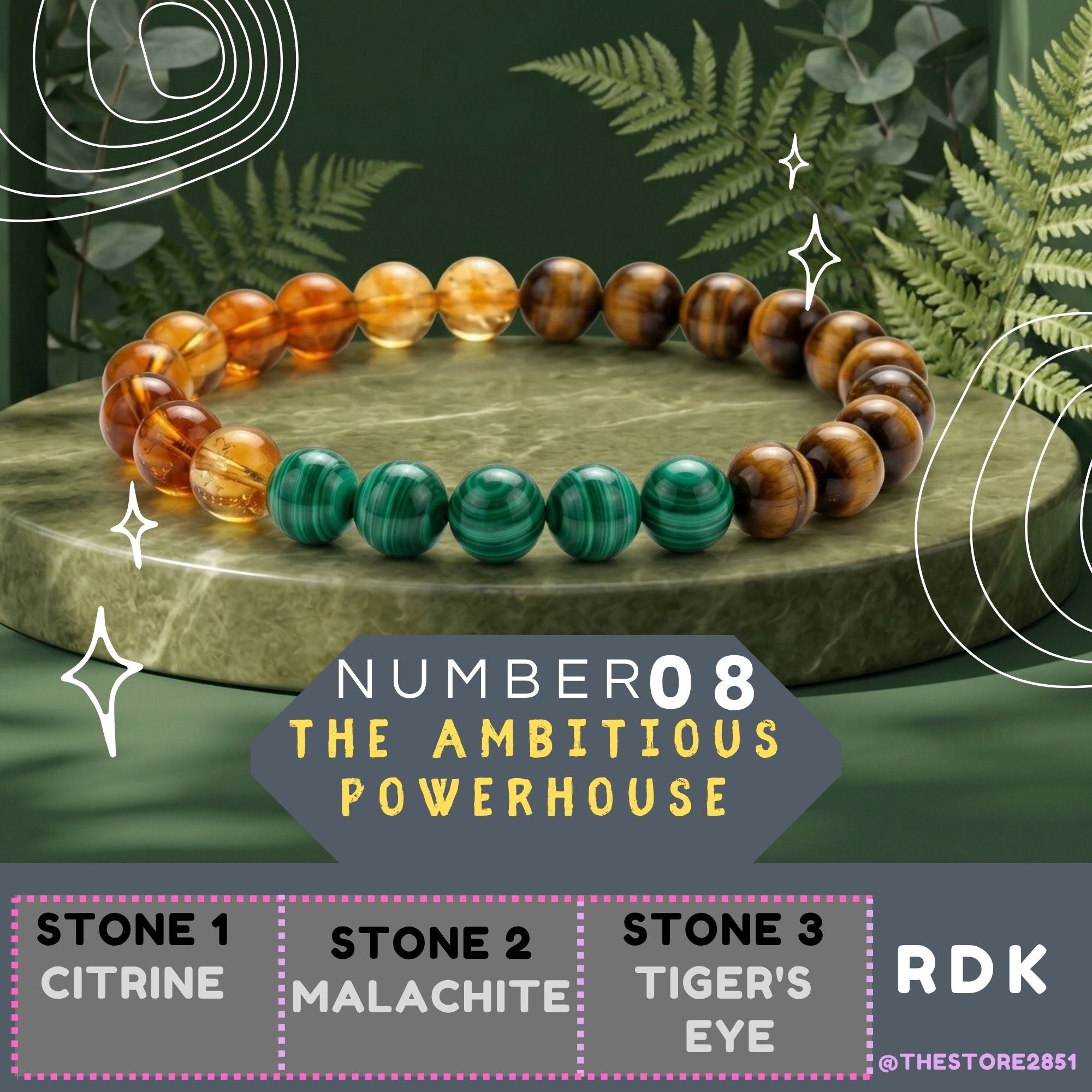 RDK Natural Gemstone Numerology Bracelet (Mulank 1–9) for Luck, Wealth & Spiritual Healing