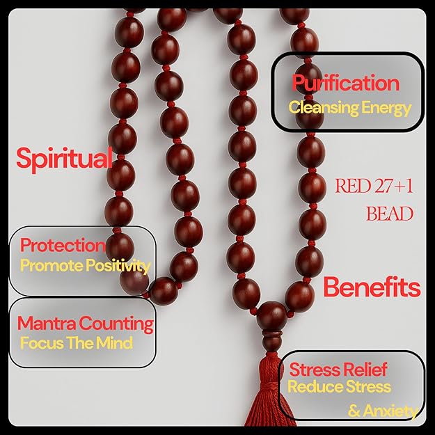 RDK Red Sandalwood (Rakta Chandan) 27+1 Knotted Japa Mala