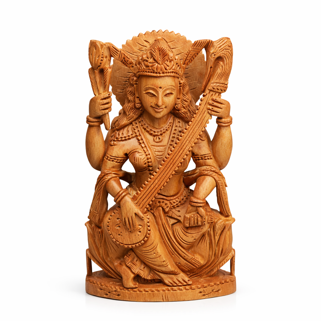 RDK Natural Sandalwood 3 Inch Saraswati Idol