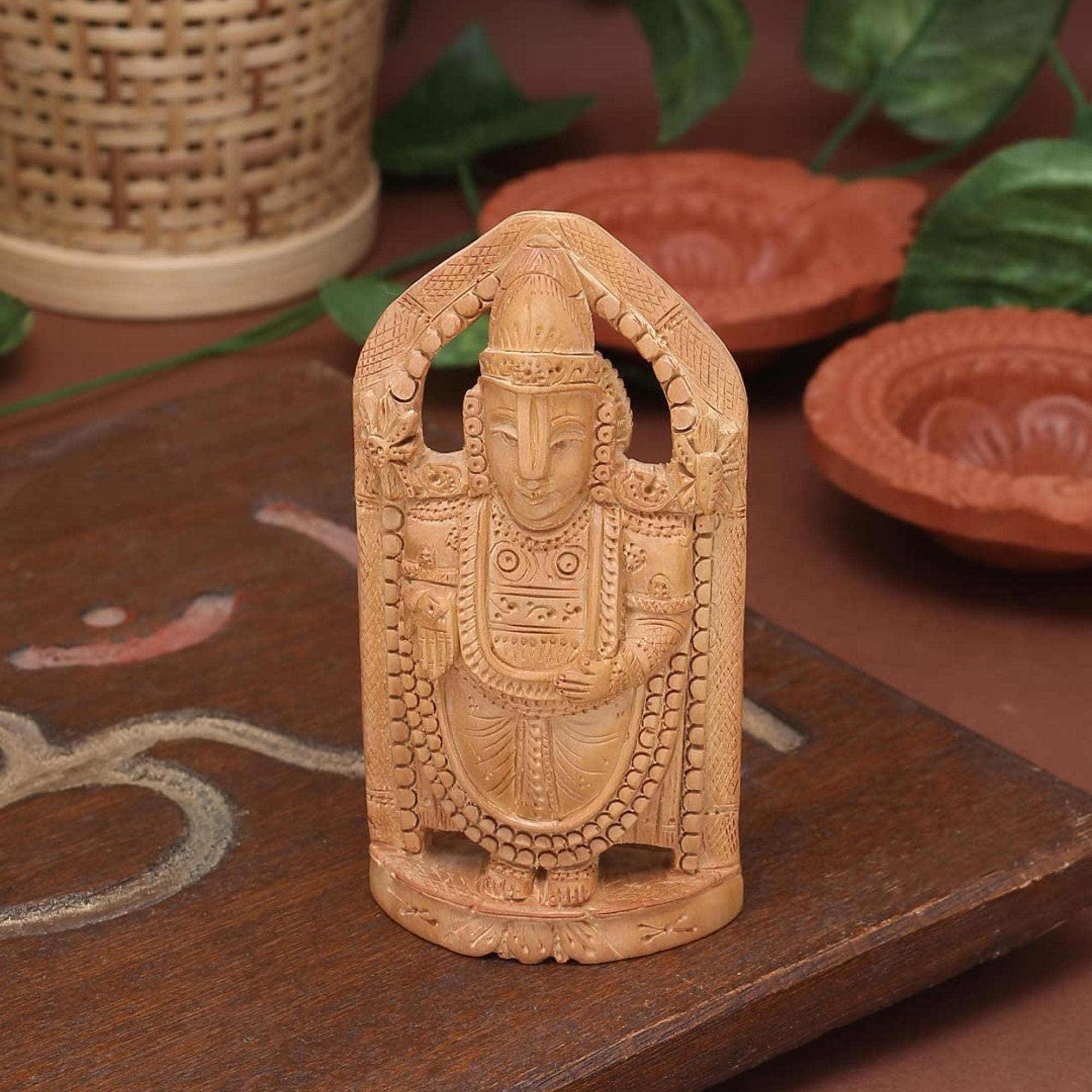 RDK Natural Sandalwood 3 Inch Tirupati Balaji Idol